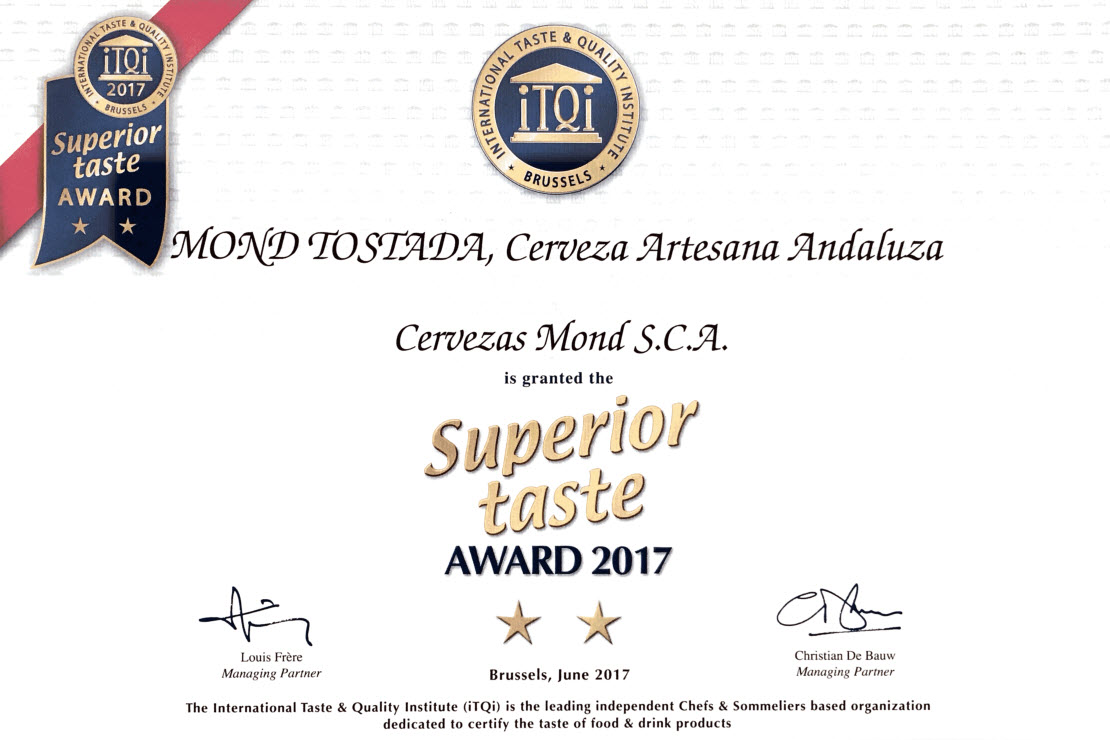 Certificado iTQi 'Superior Taste 2017'